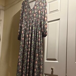 Boden Floral Long Sleeve Dress - Multicolor